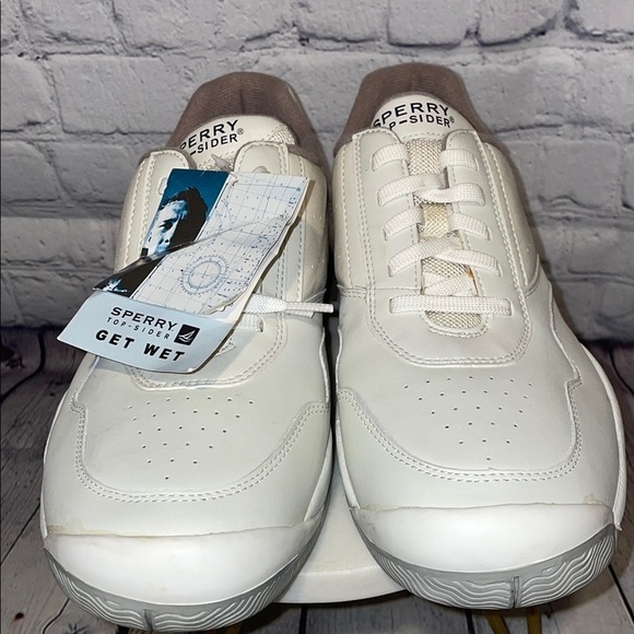 Sperry Top Sider White and Gray Leather Sneakers Mens Sz 10M - Picture 2 of 5